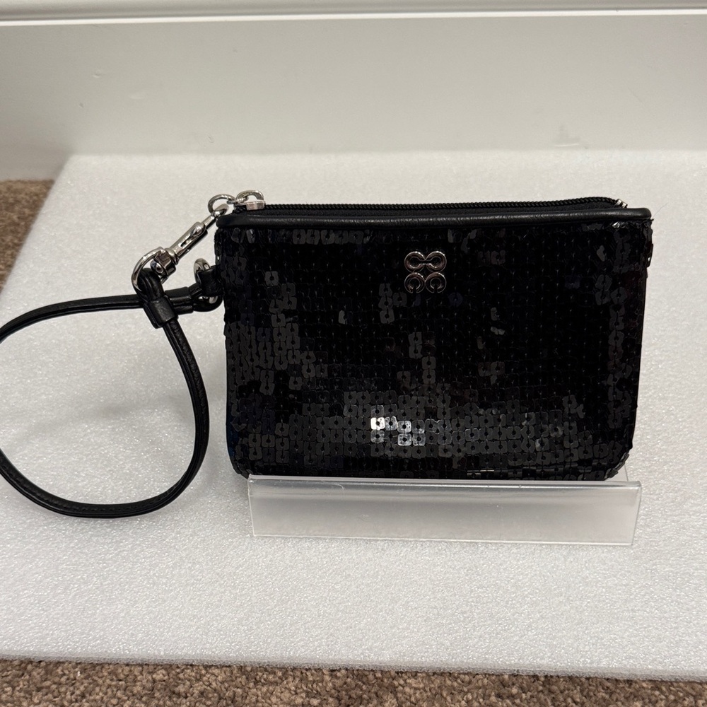 Black Sequin Wristlet Clutch - Women's Evening Bag